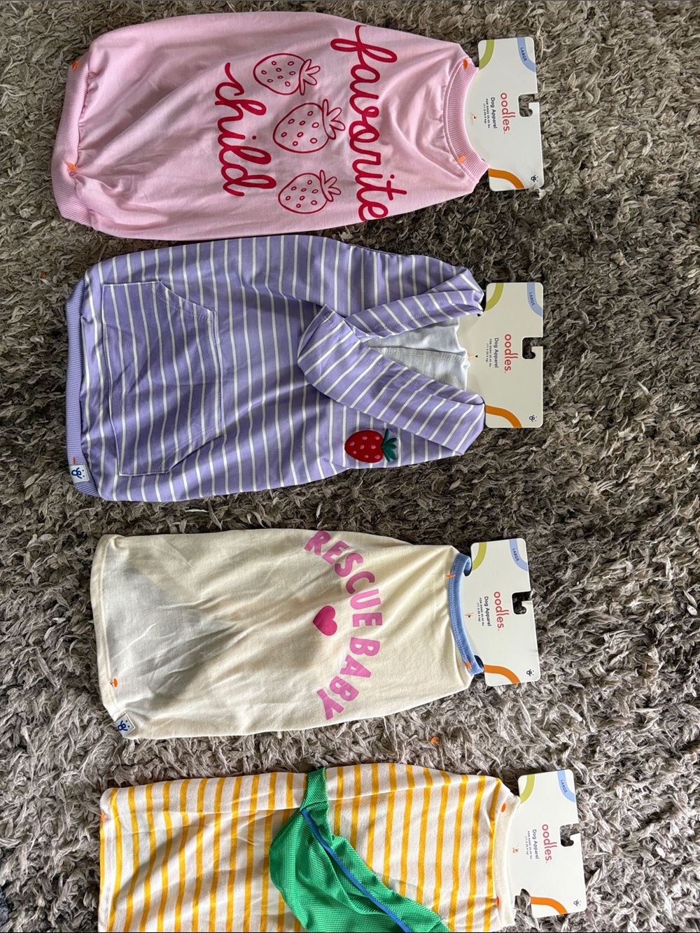 New lot 4 dog clothing, dog sweaters, dog shirts, size large